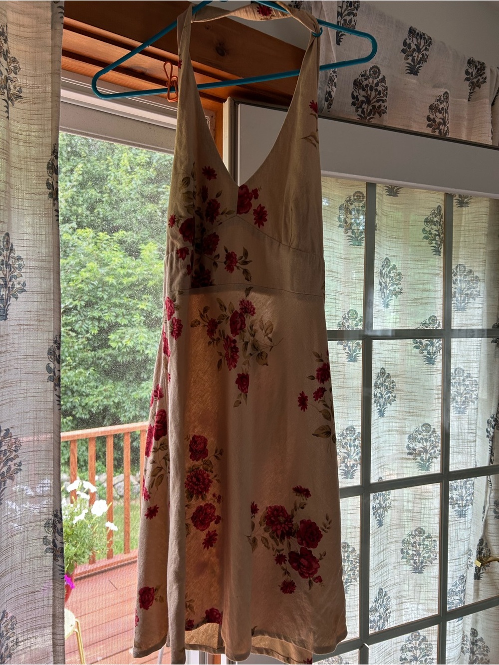 Studio Y Cream Dress with Red Floral Print